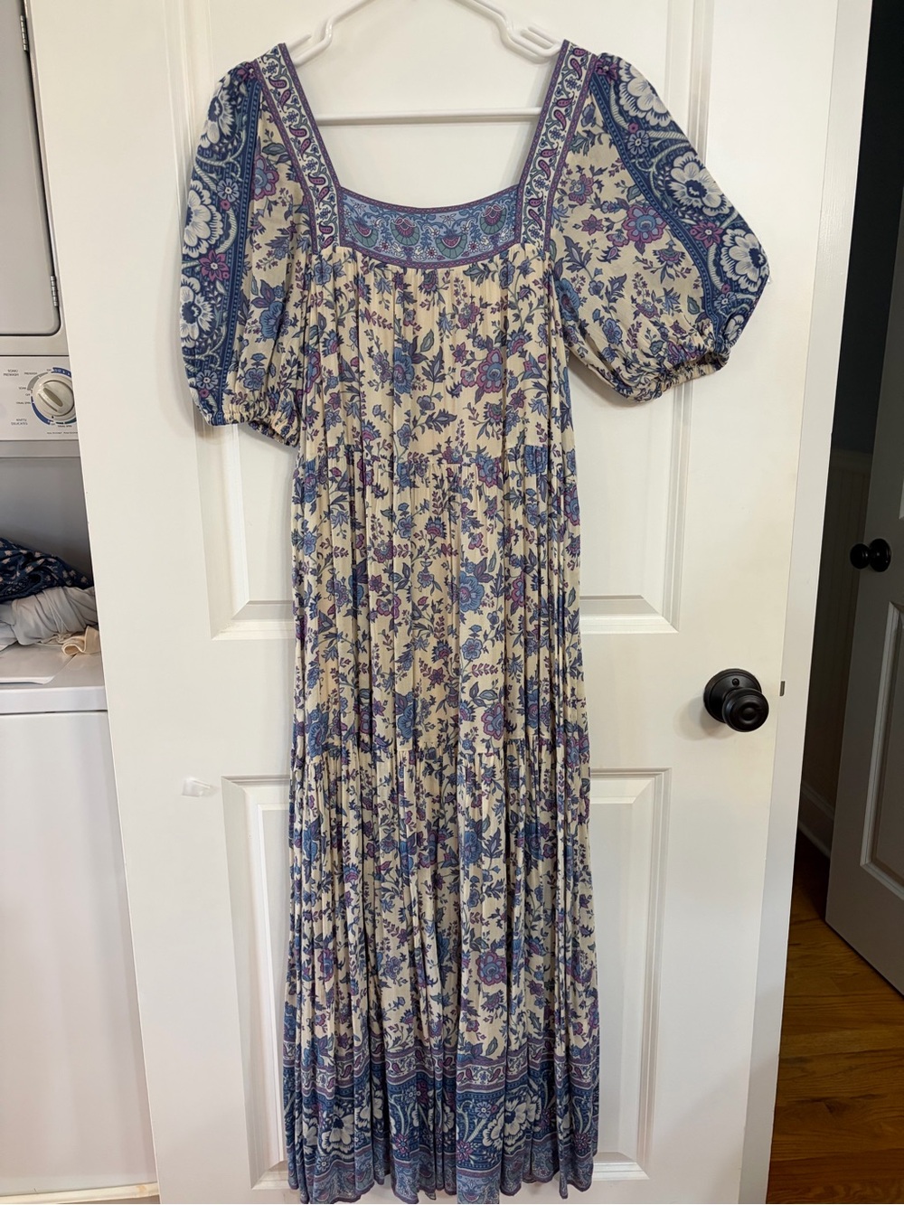 Spell and the Gypsy Bohemian Floral Maxi Dress in Cream and Blue
